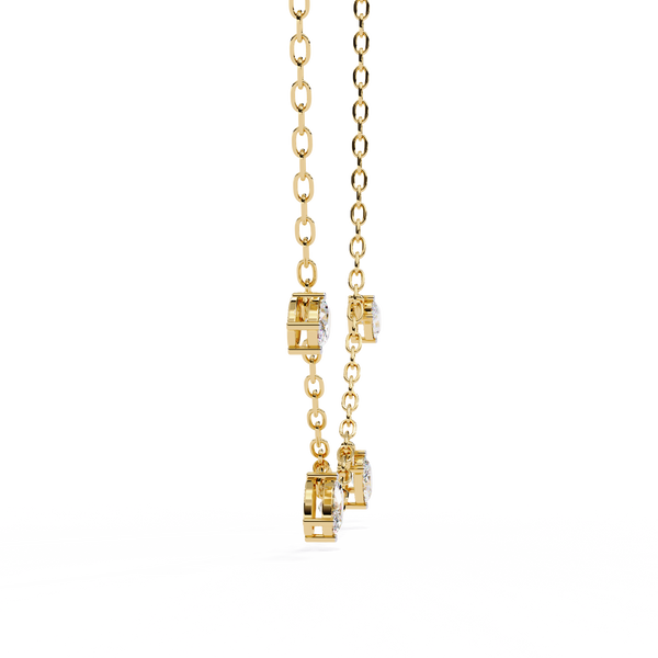 Four Bezel Set Oval Cut Natural Diamond Necklace