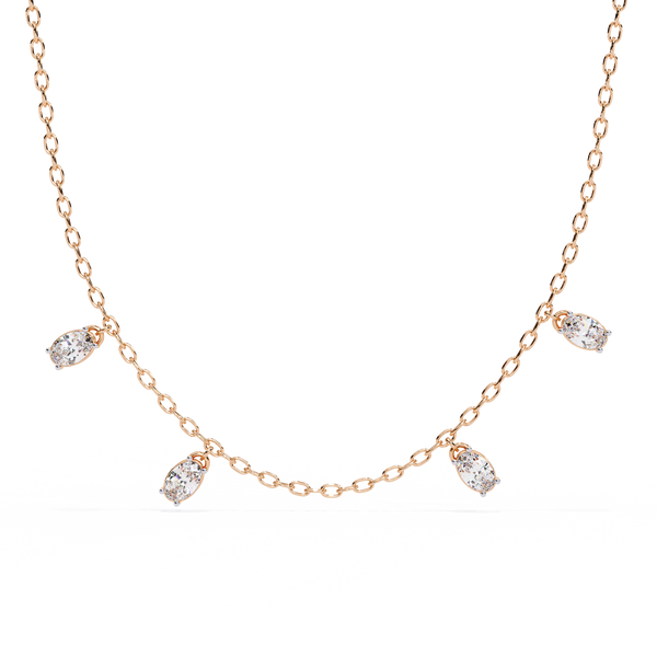 Rose Gold Dewdrop Floating Diamond Necklace