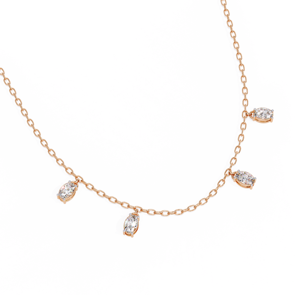 Rose Gold Dewdrop Floating Diamond Necklace