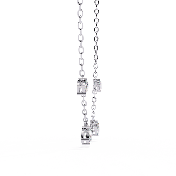 Four Bezel Set Oval Cut Natural Diamond Necklace