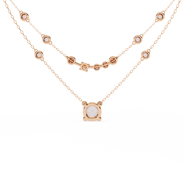 Rose Gold Lumina Solitaire Layer Diamond Necklace