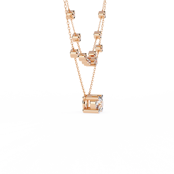 Rose Gold Lumina Solitaire Layer Diamond Necklace