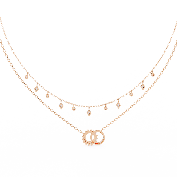 Rose Gold Eternia Interlock Charm Diamond Necklace