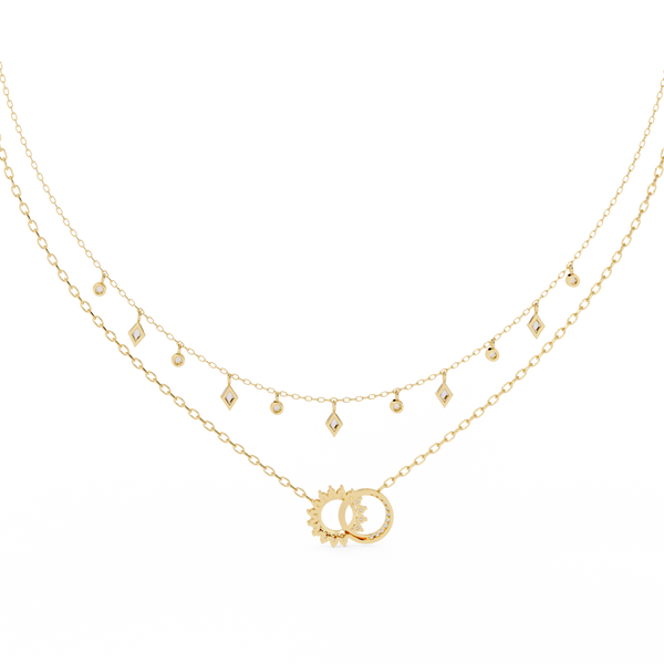 Yellow Gold Eternia Interlock Charm Diamond Necklace
