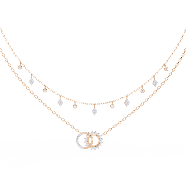 Rose Gold Eternia Interlock Charm Diamond Necklace