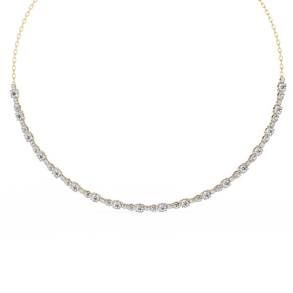 Yellow Gold Riviera Graduated Diamond Tennis Necklace