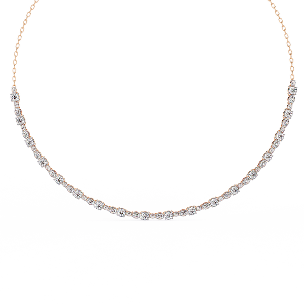 Rose Gold Riviera Graduated Diamond Tennis Necklace