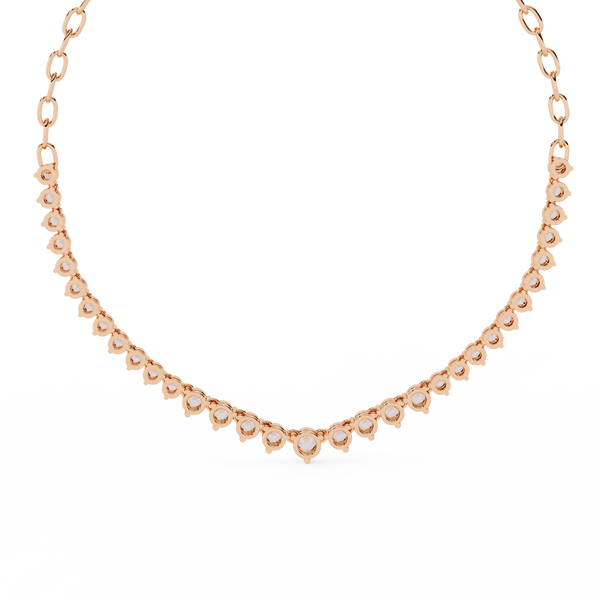 Rose Gold Crescendo Three-Prong Diamond Tennis Necklace