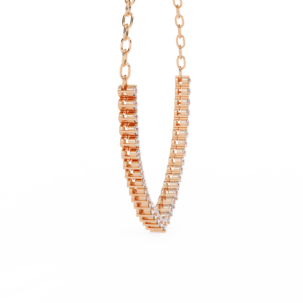 Rose Gold Crescendo Three-Prong Diamond Tennis Necklace