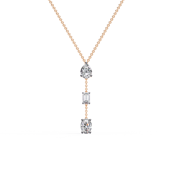 Rose Gold Trinova Multi-Shape Drop Diamond Necklace