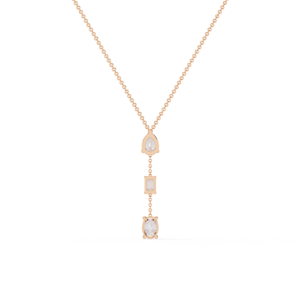 Rose Gold Trinova Multi-Shape Drop Diamond Necklace