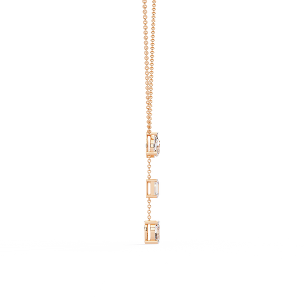 Rose Gold Trinova Multi-Shape Drop Diamond Necklace