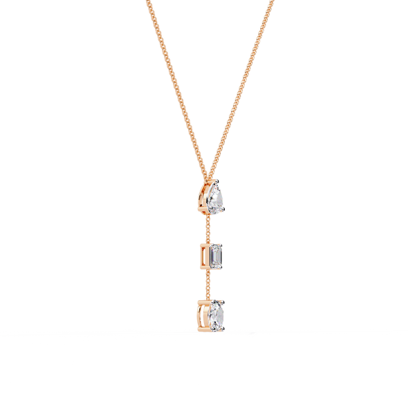 Rose Gold Trinova Multi-Shape Drop Diamond Necklace