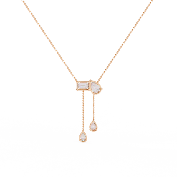 Rose Gold Duality Pear & Emerald Drop Diamond Necklace
