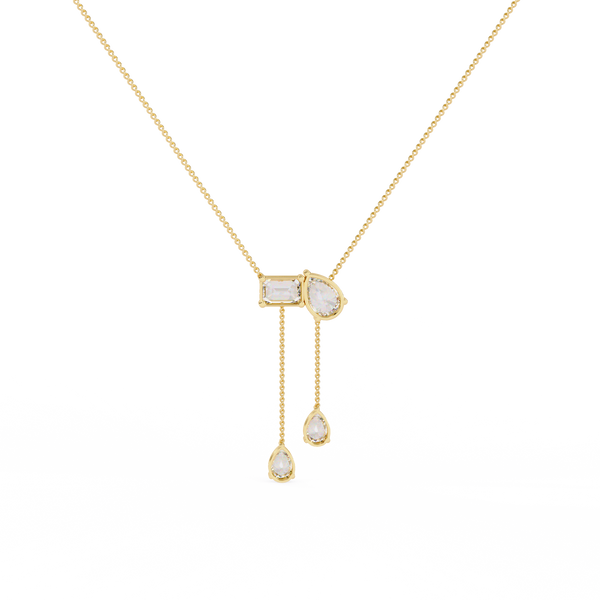 Yellow Gold Duality Pear & Emerald Drop Diamond Necklace