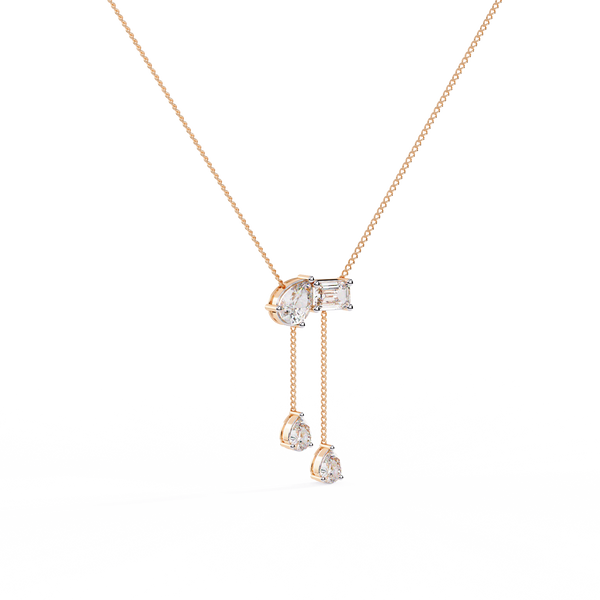 Rose Gold Duality Pear & Emerald Drop Diamond Necklace