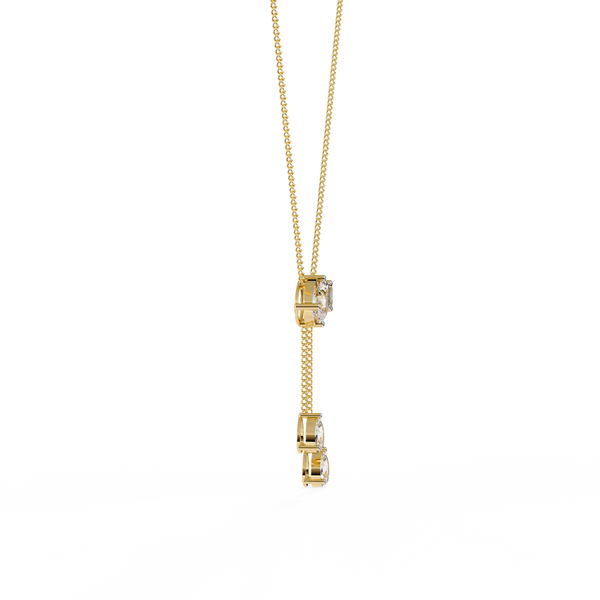 Yellow Gold Duality Pear & Emerald Drop Diamond Necklace