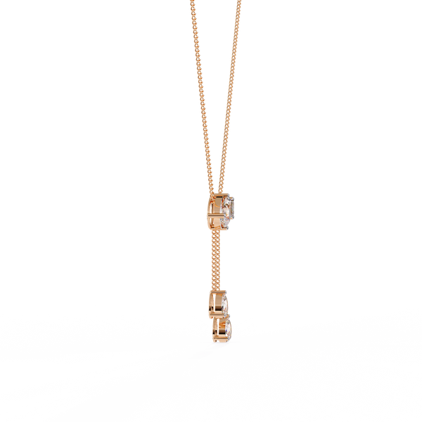 Rose Gold Duality Pear & Emerald Drop Diamond Necklace