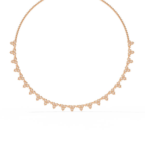 Rose Gold Trilogy Cluster Diamond Fringe Necklace
