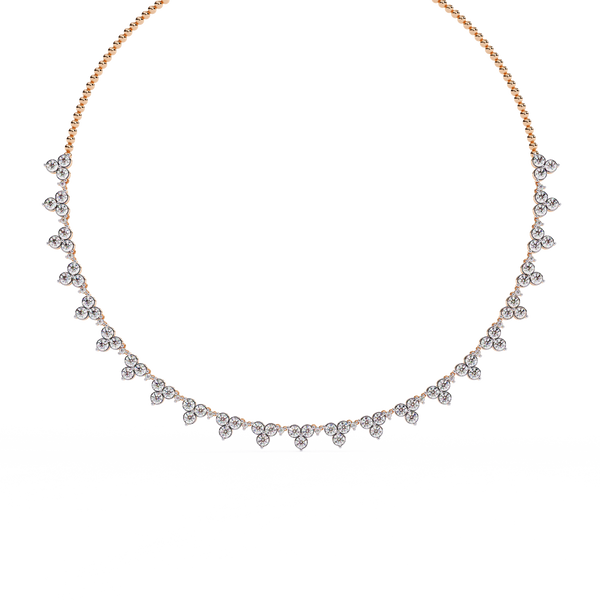 Rose Gold Trilogy Cluster Diamond Fringe Necklace