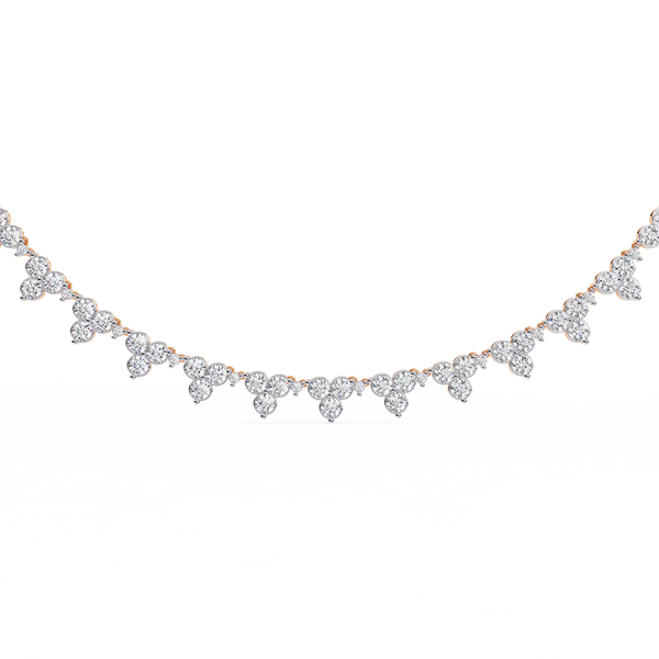 Rose Gold Trilogy Cluster Diamond Fringe Necklace