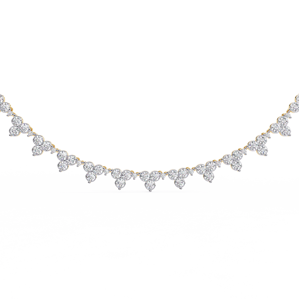 Yellow Gold Trilogy Cluster Diamond Fringe Necklace