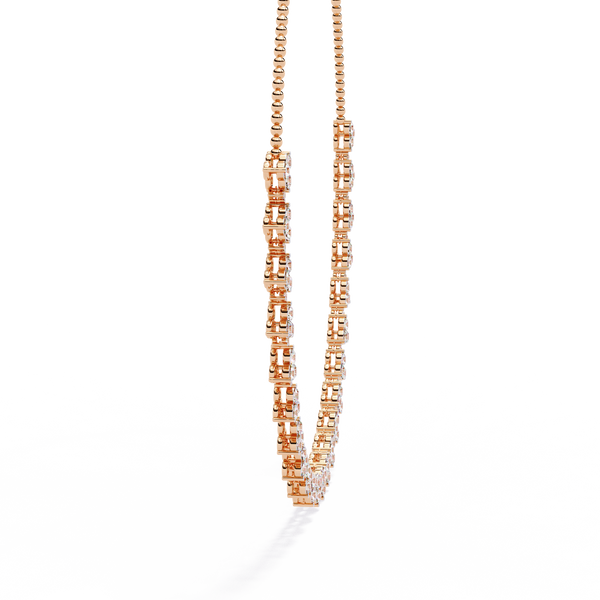 Rose Gold Trilogy Cluster Diamond Fringe Necklace