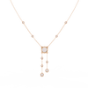 Rose Gold Cascade Solitaire Bezel Drop Diamond Necklace