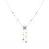 Rose Gold Cascade Solitaire Bezel Drop Diamond Necklace