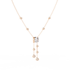 Rose Gold Cascade Solitaire Bezel Drop Diamond Necklace