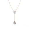 Rose Gold Serenity Round & Pear Lariat Diamond Necklace