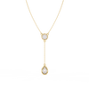 Yellow Gold Serenity Round & Pear Lariat Diamond Necklace