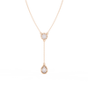 Rose Gold Serenity Round & Pear Lariat Diamond Necklace