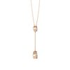 Rose Gold Serenity Round & Pear Lariat Diamond Necklace