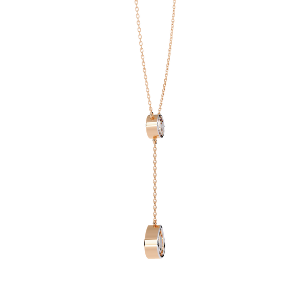 Rose Gold Serenity Round & Pear Lariat Diamond Necklace