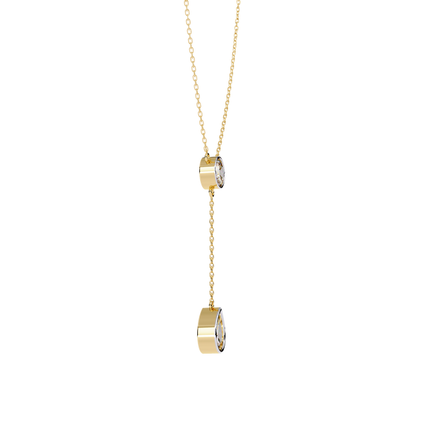Yellow Gold Serenity Round & Pear Lariat Diamond Necklace