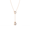 Rose Gold Serenity Round & Pear Lariat Diamond Necklace