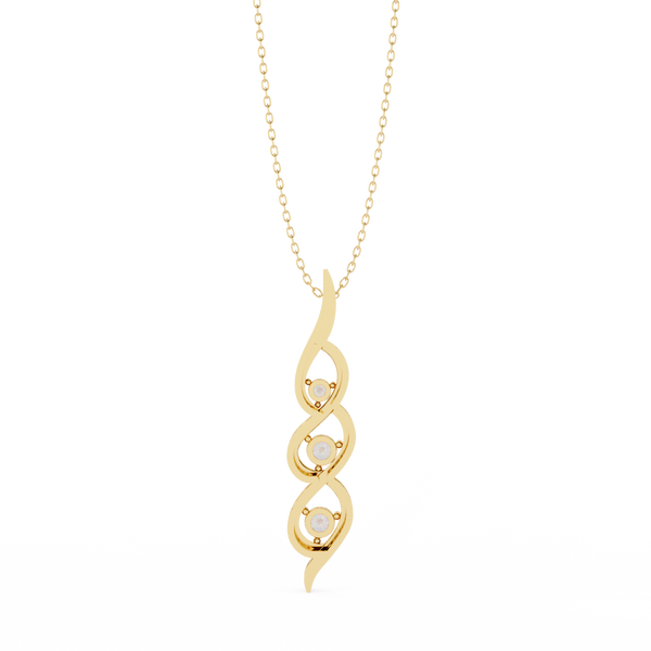 Yellow Gold Helix Trio Twist Diamond Pendant Necklace