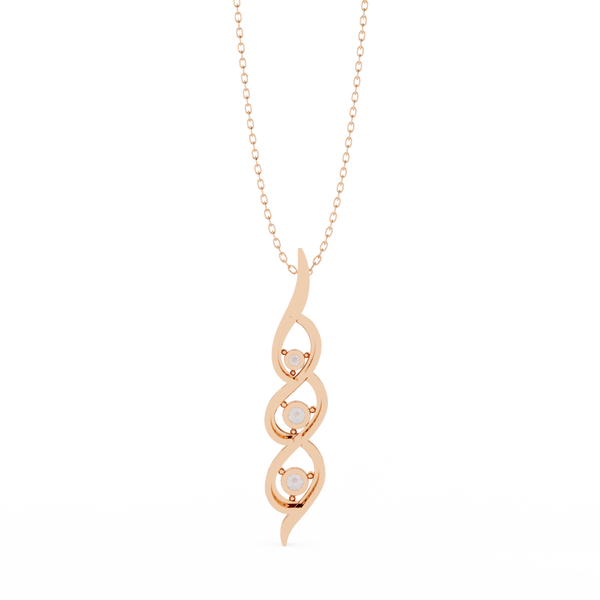 Rose Gold Helix Trio Twist Diamond Necklace