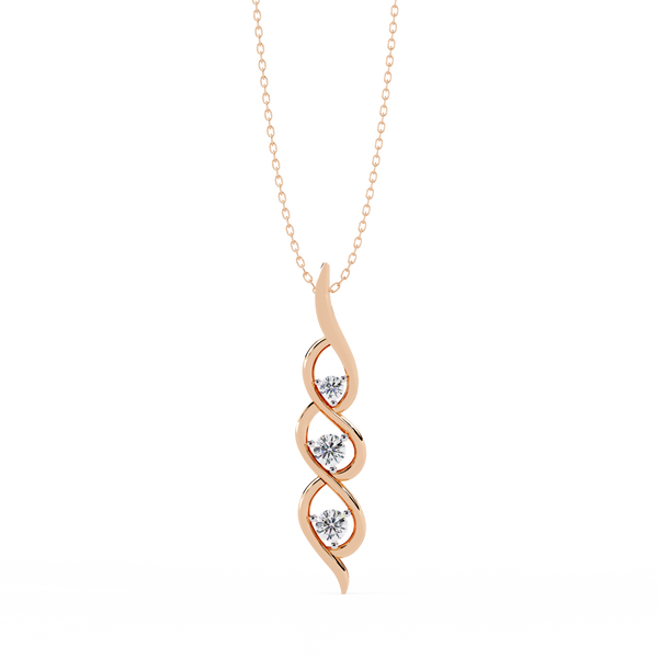Rose Gold Helix Trio Twist Diamond Necklace