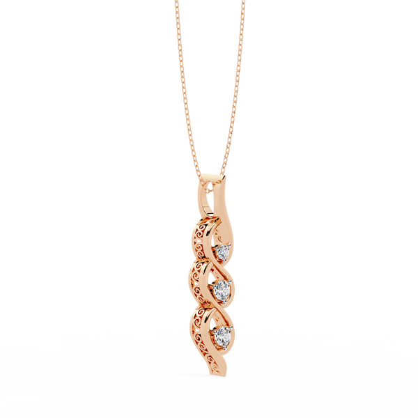 Rose Gold Helix Trio Twist Diamond Necklace