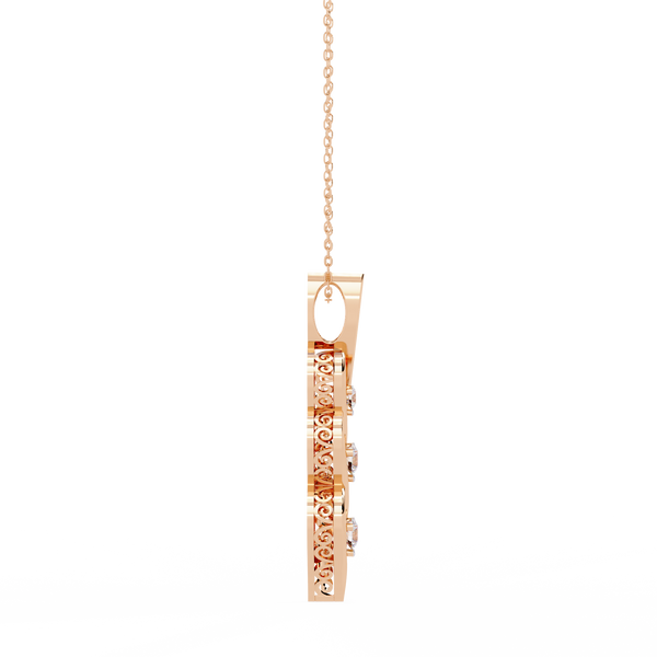 Rose Gold Helix Trio Twist Diamond Necklace