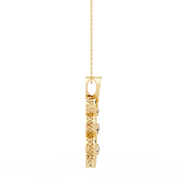 Yellow Gold Helix Trio Twist Diamond Pendant Necklace