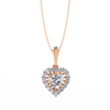 Rose Gold Amora Heart Halo Diamond Necklace