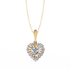 Yellow Gold Amora Heart Halo Diamond Pendant Necklace