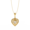 Yellow Gold Amora Heart Halo Diamond Pendant Necklace