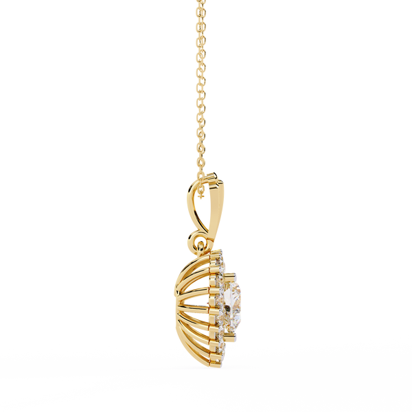 Yellow Gold Amora Heart Halo Diamond Pendant Necklace