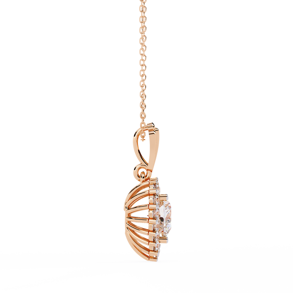 Rose Gold Amora Heart Halo Diamond Necklace