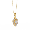 Yellow Gold Amora Heart Halo Diamond Pendant Necklace