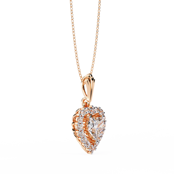 Rose Gold Amora Heart Halo Diamond Necklace